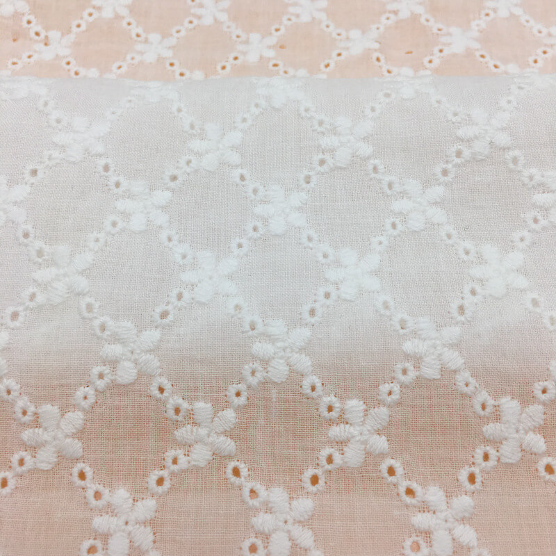 Dress Diamond 100% Cotton Embroidered Fabric for Women's Wear Wholesal 5