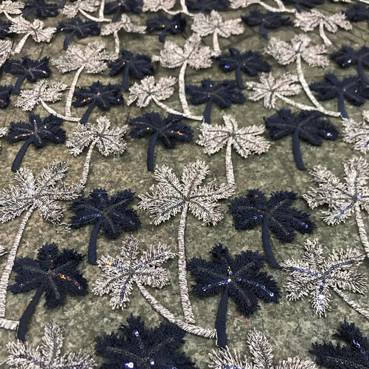 Embroidered Fabric Dress Leaf Polyester for Women's Wear Wholesale Sup 5