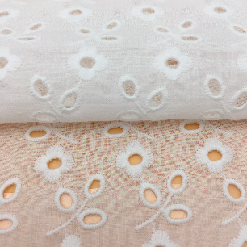 Embroidered Fabric Polka Dot Cutwork 100% Cotton for Apparel Wholesale