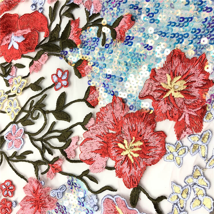 Dress Sequin Bridal Polyester Embroidered Fabric for Women's Wear Whol