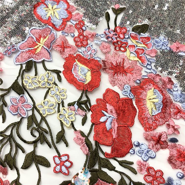 Dress Sequin Bridal Polyester Embroidered Fabric for Women's Wear Whol 4