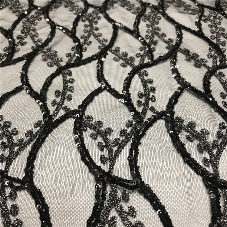 Dress Sequin Evening Embroidered Fabric for Women's Wear Wholesale Sup
