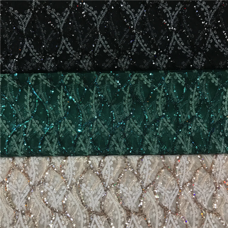 Dress Sequin Evening Embroidered Fabric for Women's Wear Wholesale Sup 4