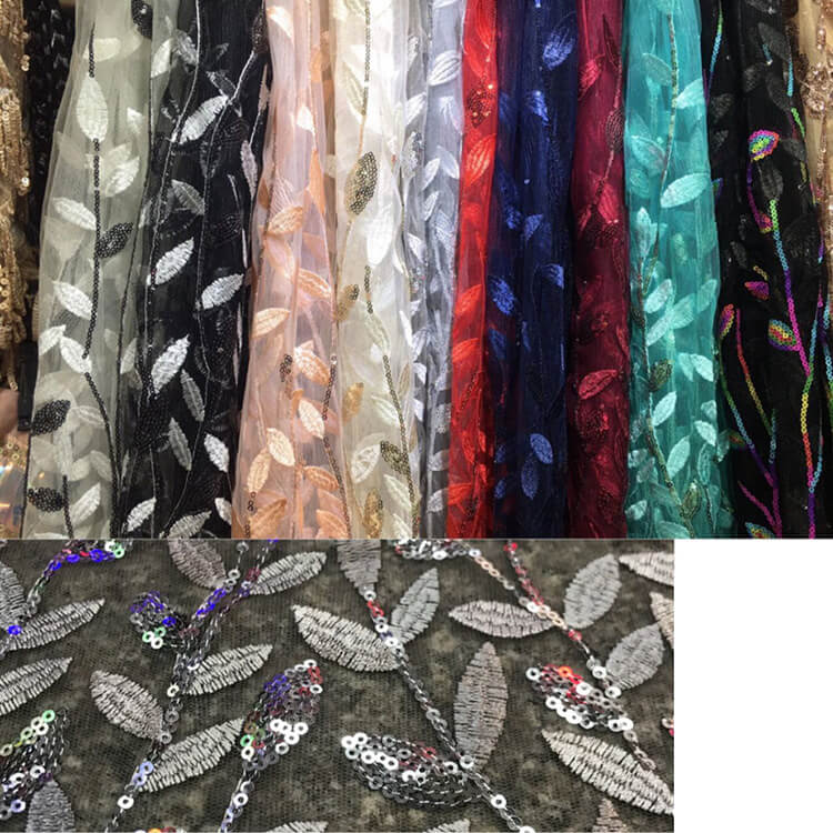 Sequin Evening Women's Polyester Embroidered Fabric for Women's Wear W