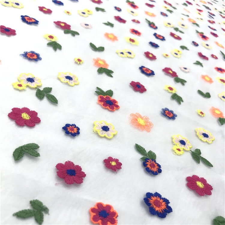 Embroidered Lace Dress Floral Polyester Embroidered Fabric for Women's