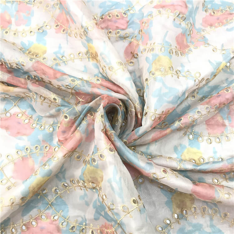 Embroidered Fabric Dress Printed Polyester for Women's Wear Wholesale 4