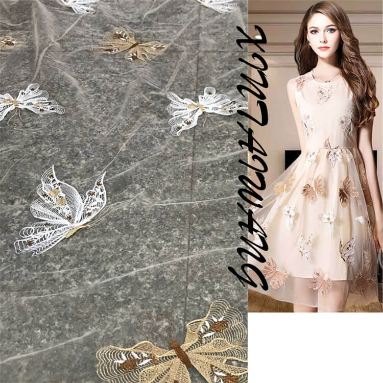 Embroidered Fabric Butterfly Evening Polyester for Women's Wear Wholes
