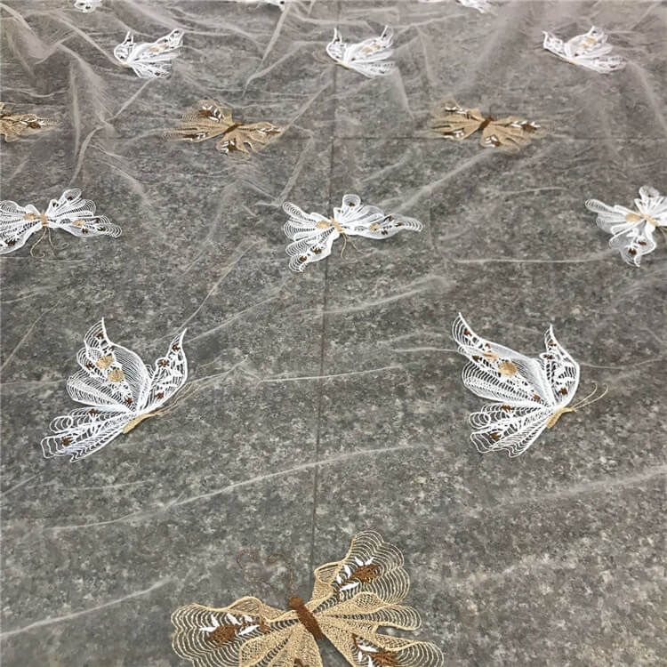 Embroidered Fabric Butterfly Evening Polyester for Women's Wear Wholes