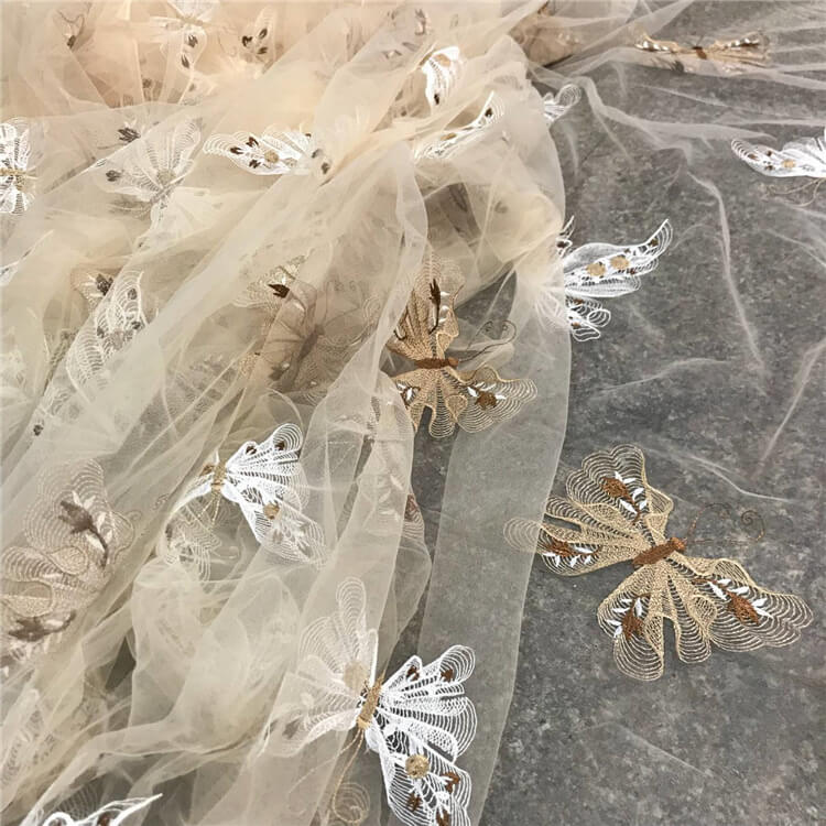 Embroidered Fabric Butterfly Evening Polyester for Women's Wear Wholes 5