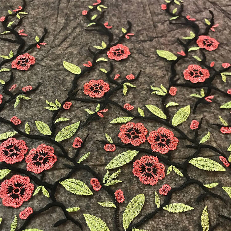 Double Edge Placement Evening Polyester Embroidered Fabric for Women's