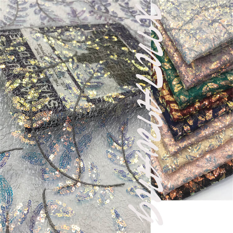 Dress Sequin Evening Polyester Embroidered Fabric for Women's Wear Who