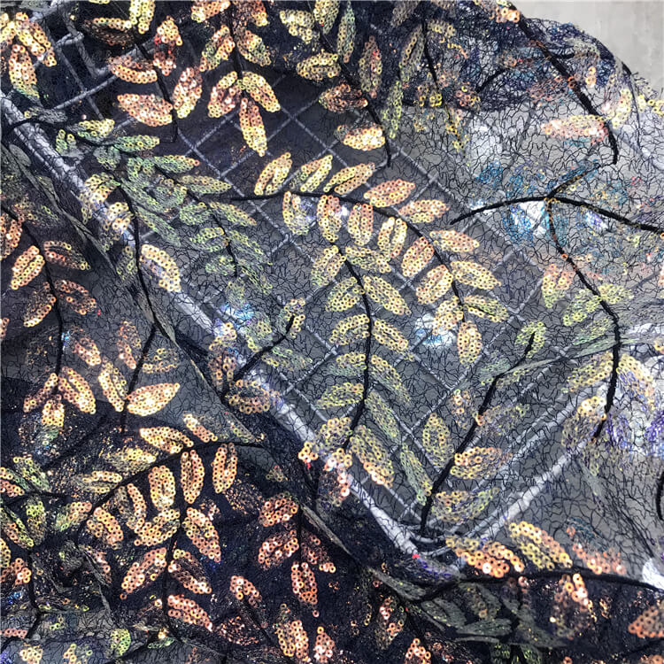 Dress Sequin Evening Polyester Embroidered Fabric for Women's Wear Who