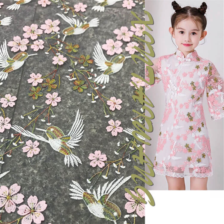 Embroidered Fabric Floral Women's Polyester for Women's Wear Wholesale