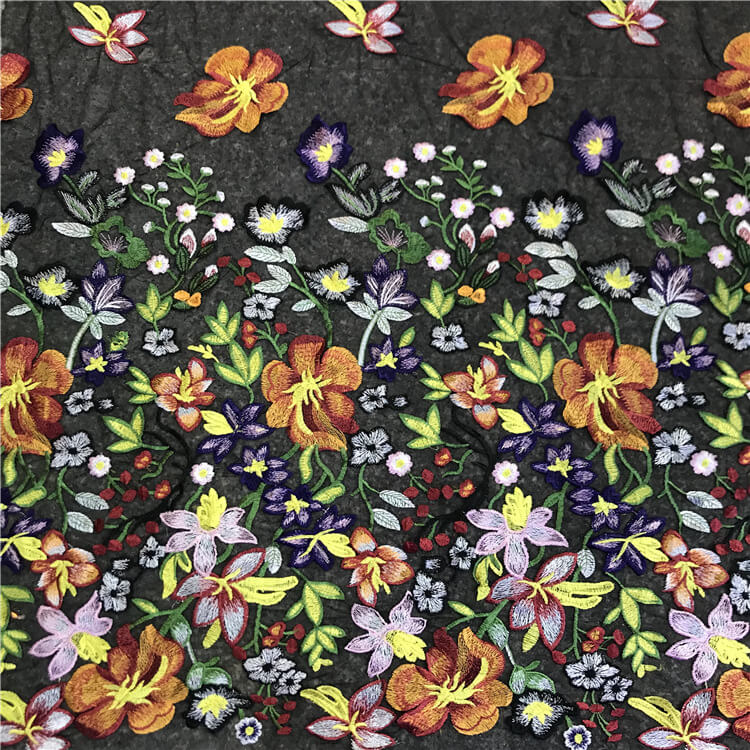 Embroidered Fabric Floral Women's Polyester for Women's Wear Wholesale