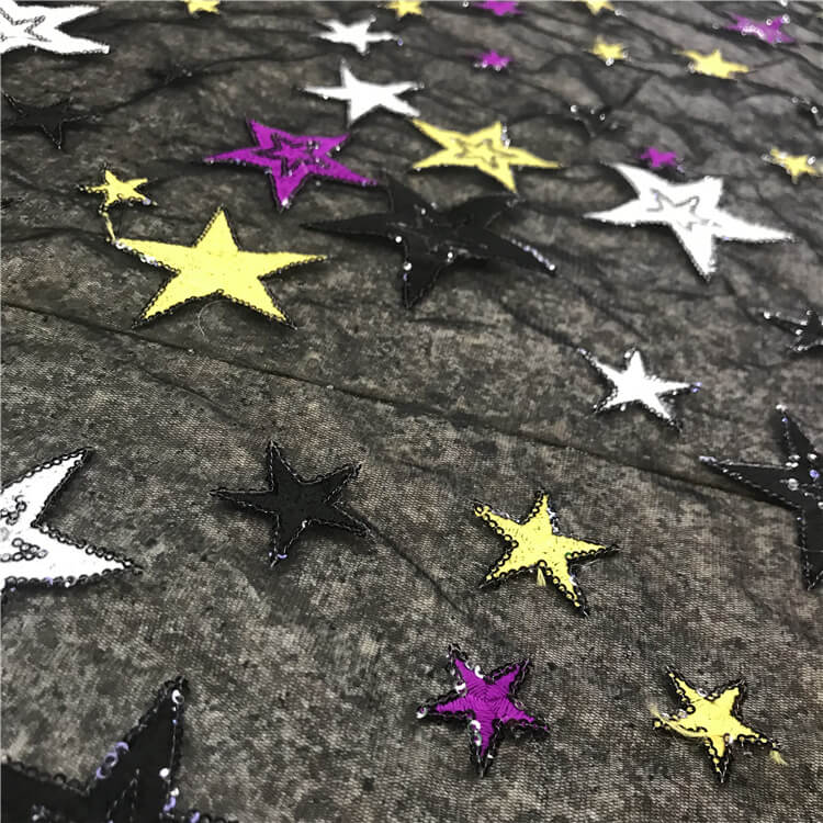 Star Sequin Evening Polyester Embroidered Fabric for Women's Wear Whol