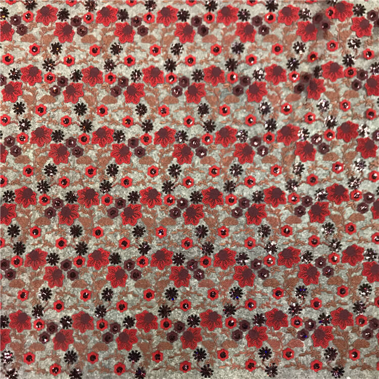 Sequin Evening Polyester Embroidered Fabric for Bridal Wholesale Suppl 5