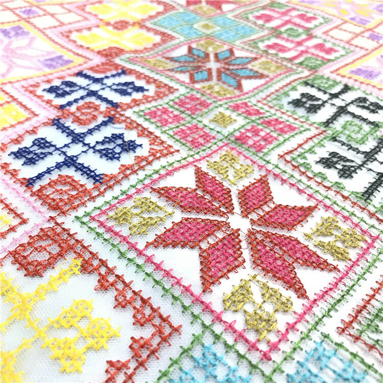 Embroidered Fabric Cross Stitch Dress Polyester for Women's Wear Whole