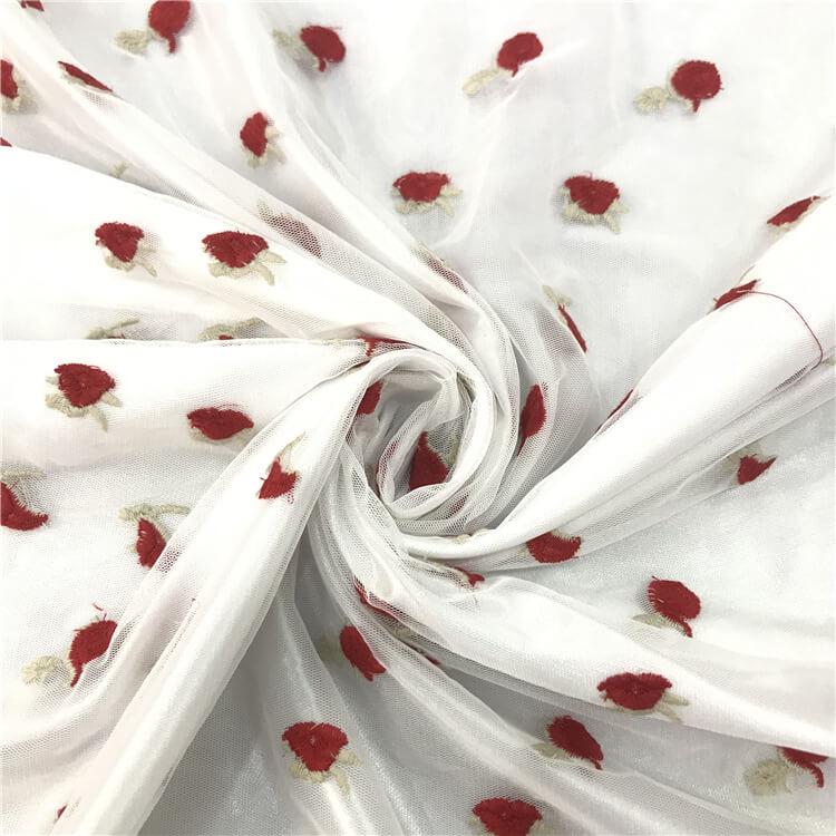 Embroidered Fabric Dress Rose Polyester for Women's Wear Wholesale Sup 4