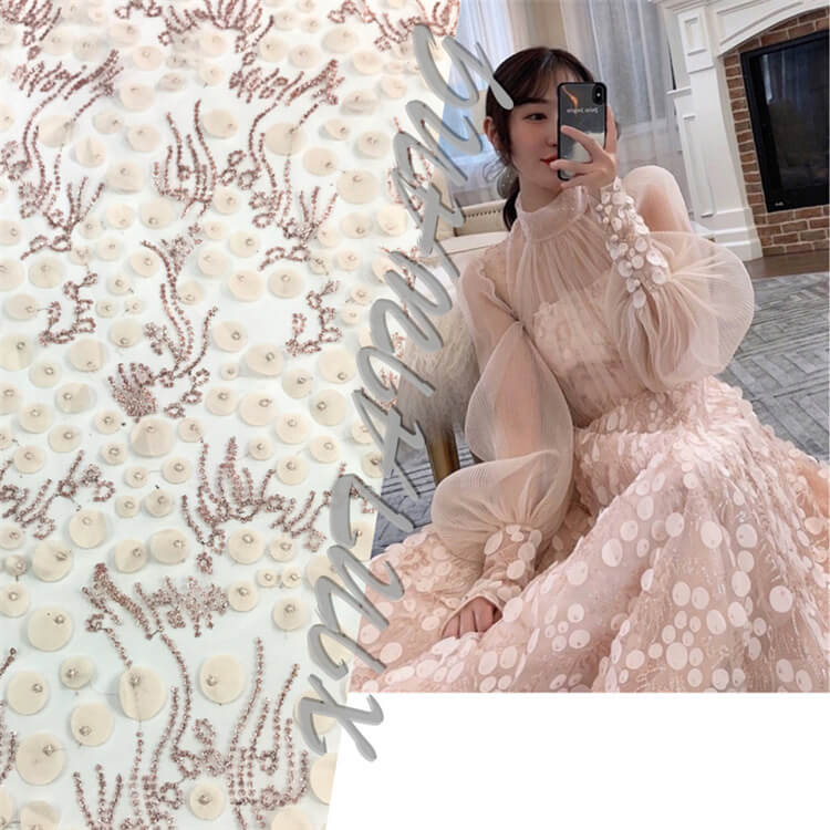 Dress Sequin Women's Polyester Embroidered Fabric for Women's Wear Who
