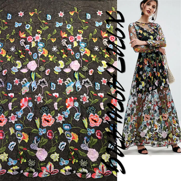 Embroidered Fabric Women's Polyester for Women's Wear Wholesale Suppli