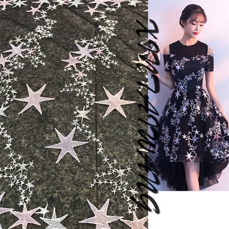 Embroidered Fabric Star Women's Polyester for Women's Wear Wholesale S