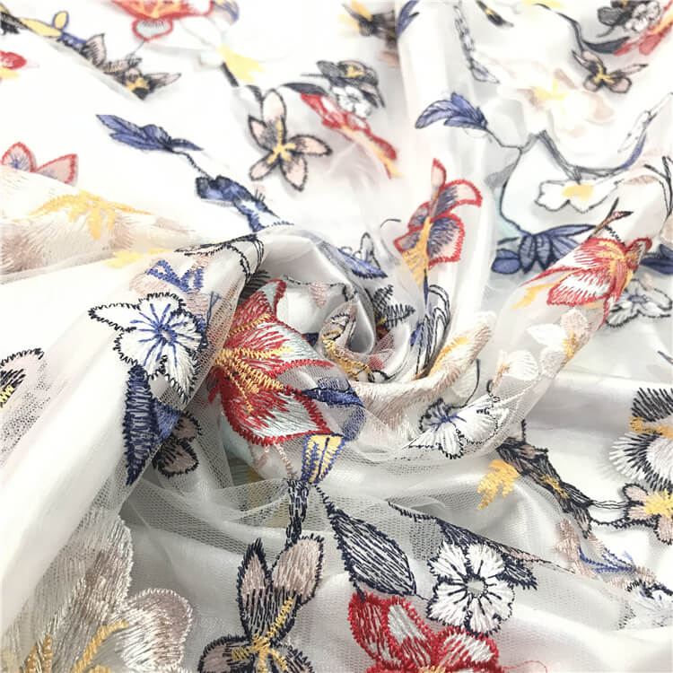 Embroidered Fabric Dress Floral Polyester for Women's Wear Wholesale S 4