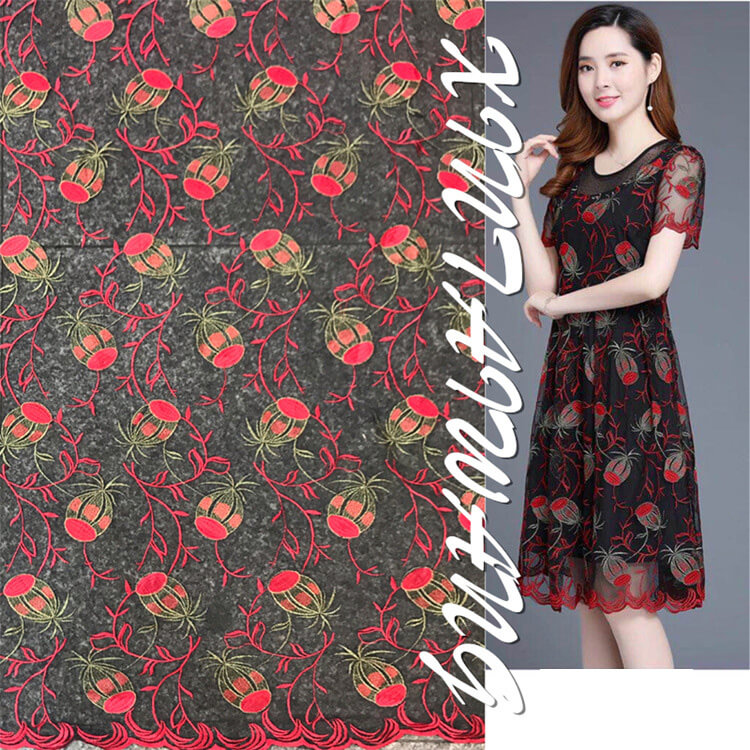 Embroidered Fabric Dress Ditsy Floral Polyester for Women's Wear Whole