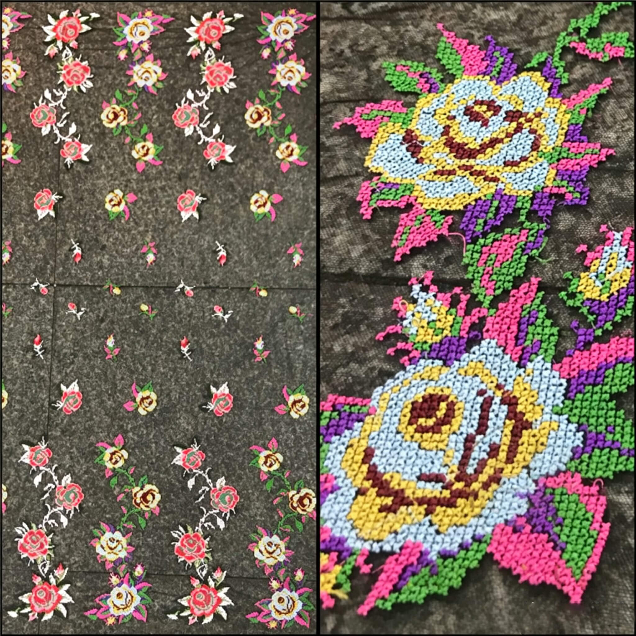 Embroidered Fabric Cross Stitch Dress Polyester for Women's Wear Whole