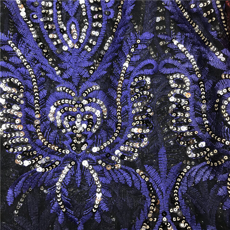 Sequin Evening Women's Polyester Embroidered Fabric for Women's Wear W 8