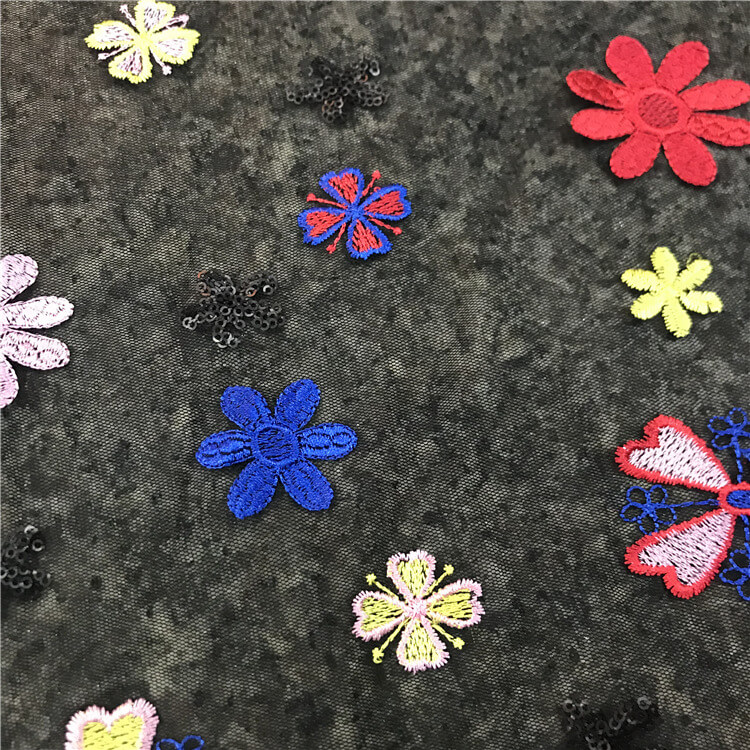 Floral Sequin Evening Polyester Embroidered Fabric for Bridal Wholesal 4