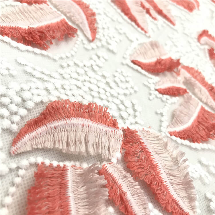 Embroidered Fabric Dress Feather Polyester for Women's Wear Wholesale 3