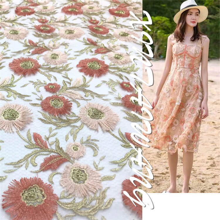 Embroidered Fabric Dress Women's Polyester for Women's Wear Wholesale