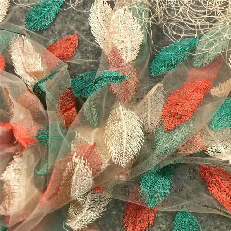 Embroidered Fabric Leaf Polyester for Women's Wear Wholesale Supplier 5