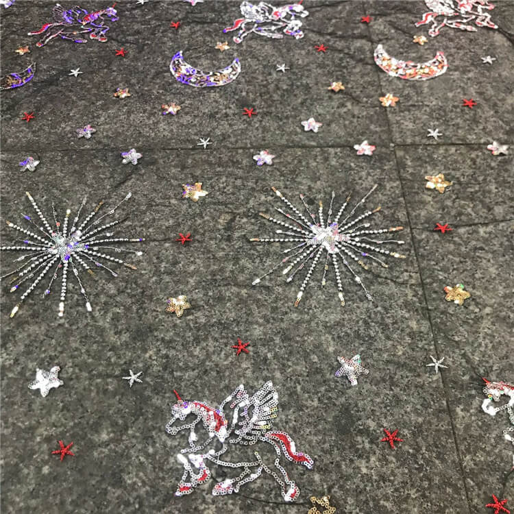 Embroidered Fabric Star Sequin Polyester for Women's Wear Wholesale Su