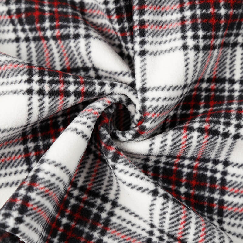 Plaid Printed Polyester Knit Polar Fleece Fabric for Apparel Wholesale