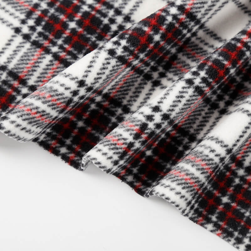 Plaid Printed Polyester Knit Polar Fleece Fabric for Apparel Wholesale