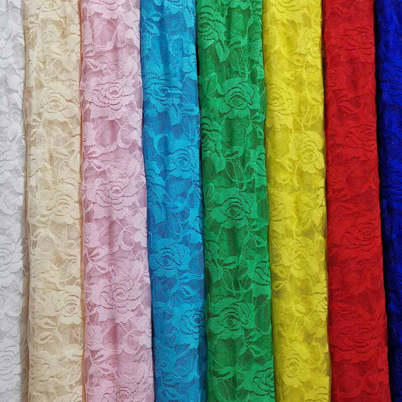 Lace Fabric Rose Bridal Nylon Warp Knit for Women's Wear Wholesale Sup
