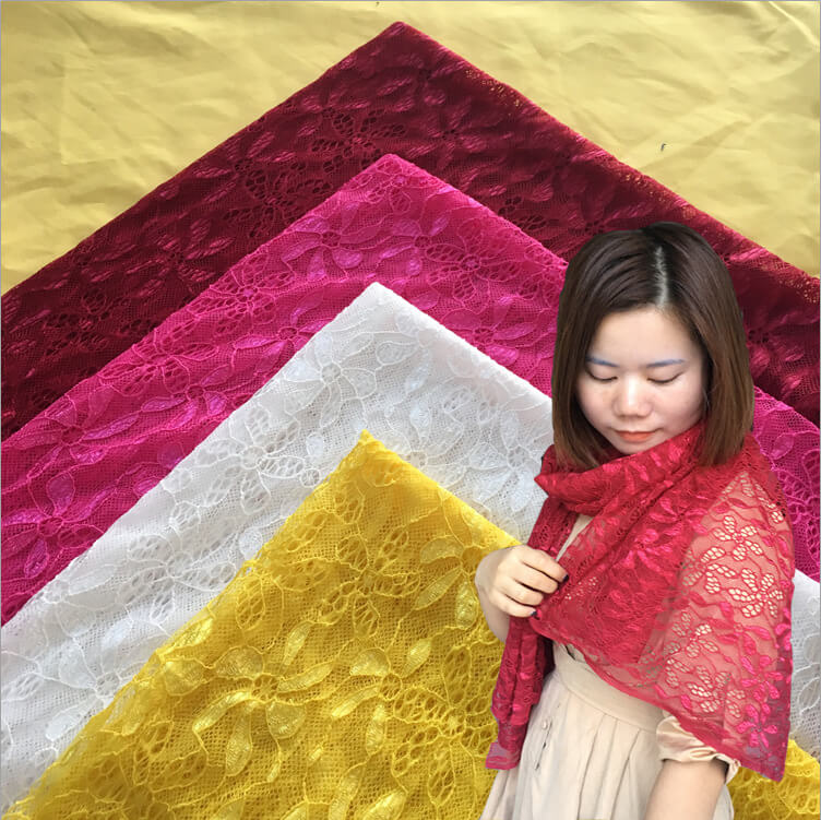 Dress Cutwork Lurex Nylon Warp Knit Lace Fabric for Women's Wear Whole