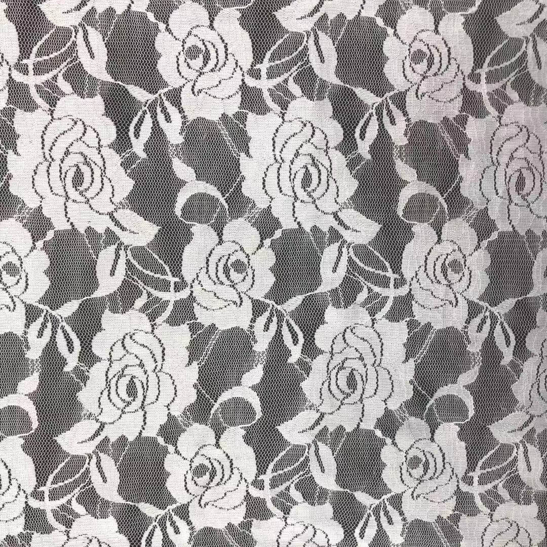 Printed White Polyester Warp Knit Lace Fabric Wholesale Supplier