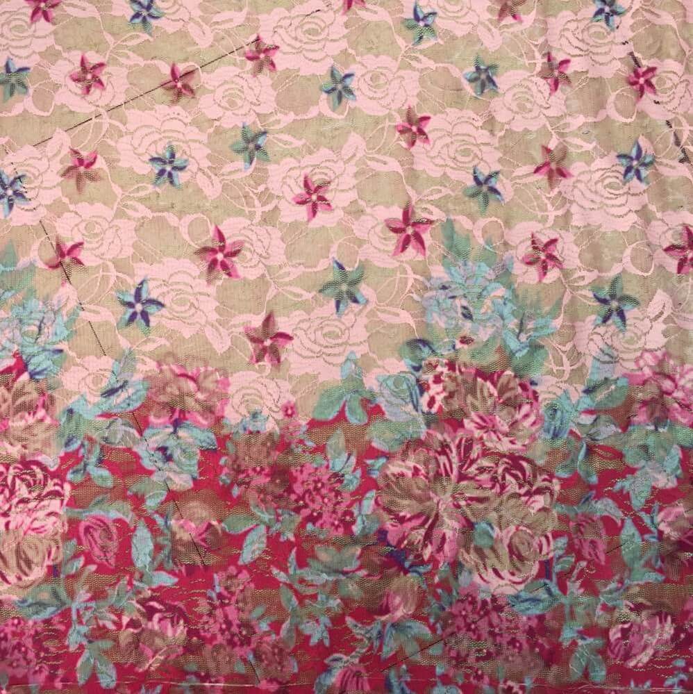 Printed White Polyester Warp Knit Lace Fabric Wholesale Supplier 4