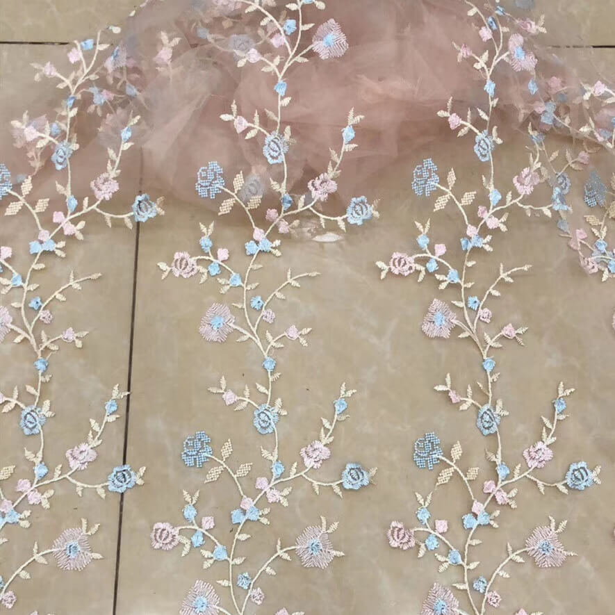 Lace Fabric Rose Dress Polyester for Women's Wear Wholesale Supplier