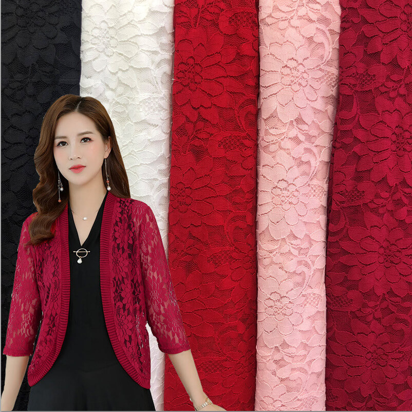 Lace Fabric Dress Women's Nylon Warp Knit for Women's Wear Wholesale S