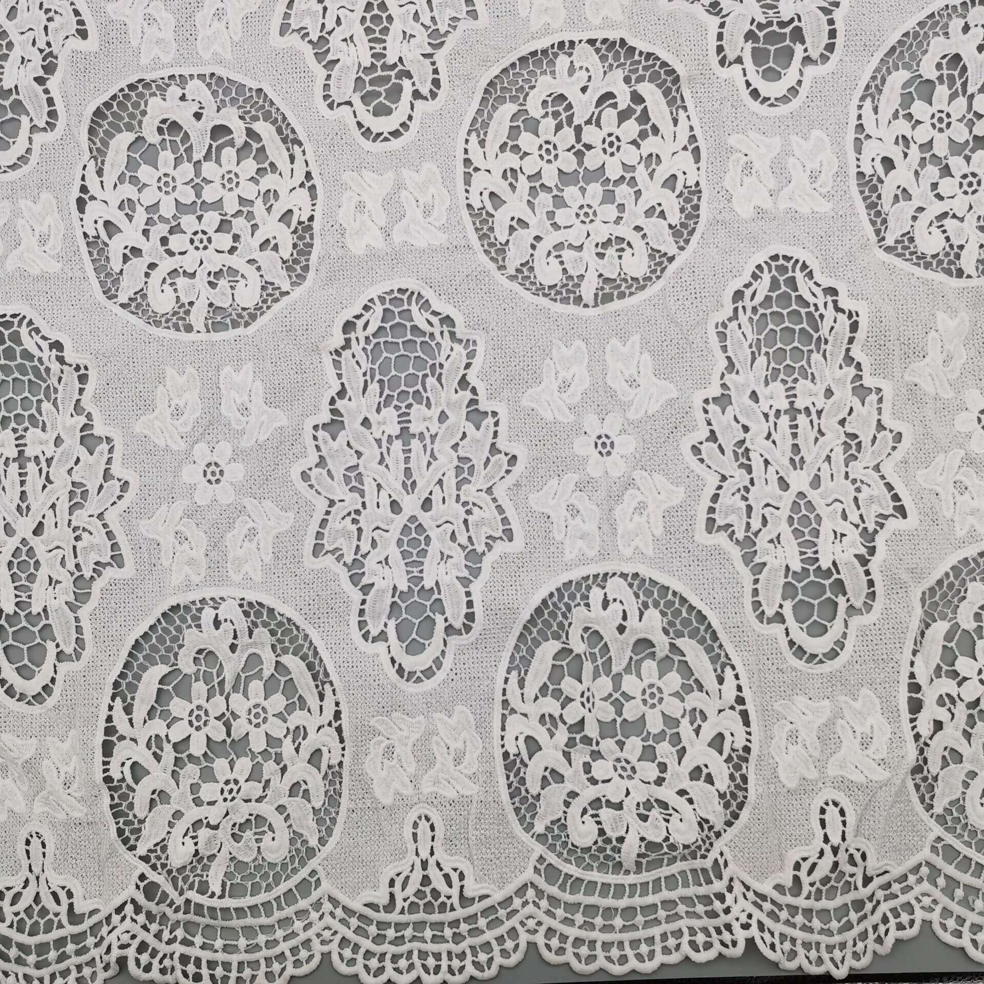 Lace Fabric Milk Silk Cutwork Polyester for Bridal Wholesale Supplier 5