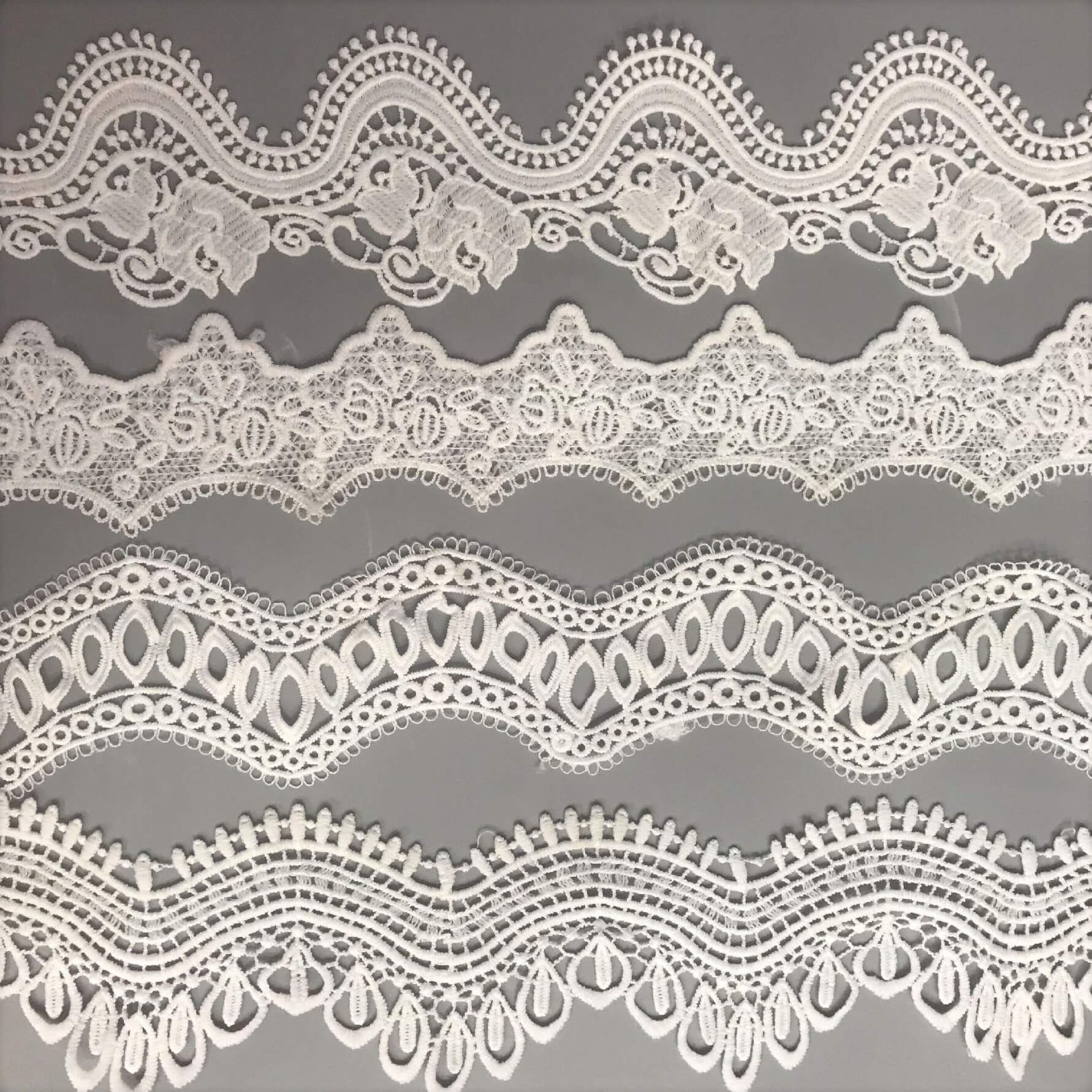 Lace Trim Milk Silk Water Soluble Polyester Lace Fabric for Apparel Wh