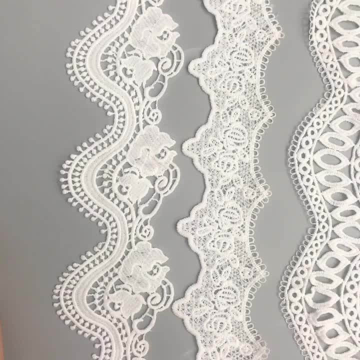 Lace Trim Milk Silk Water Soluble Polyester Lace Fabric for Apparel Wh