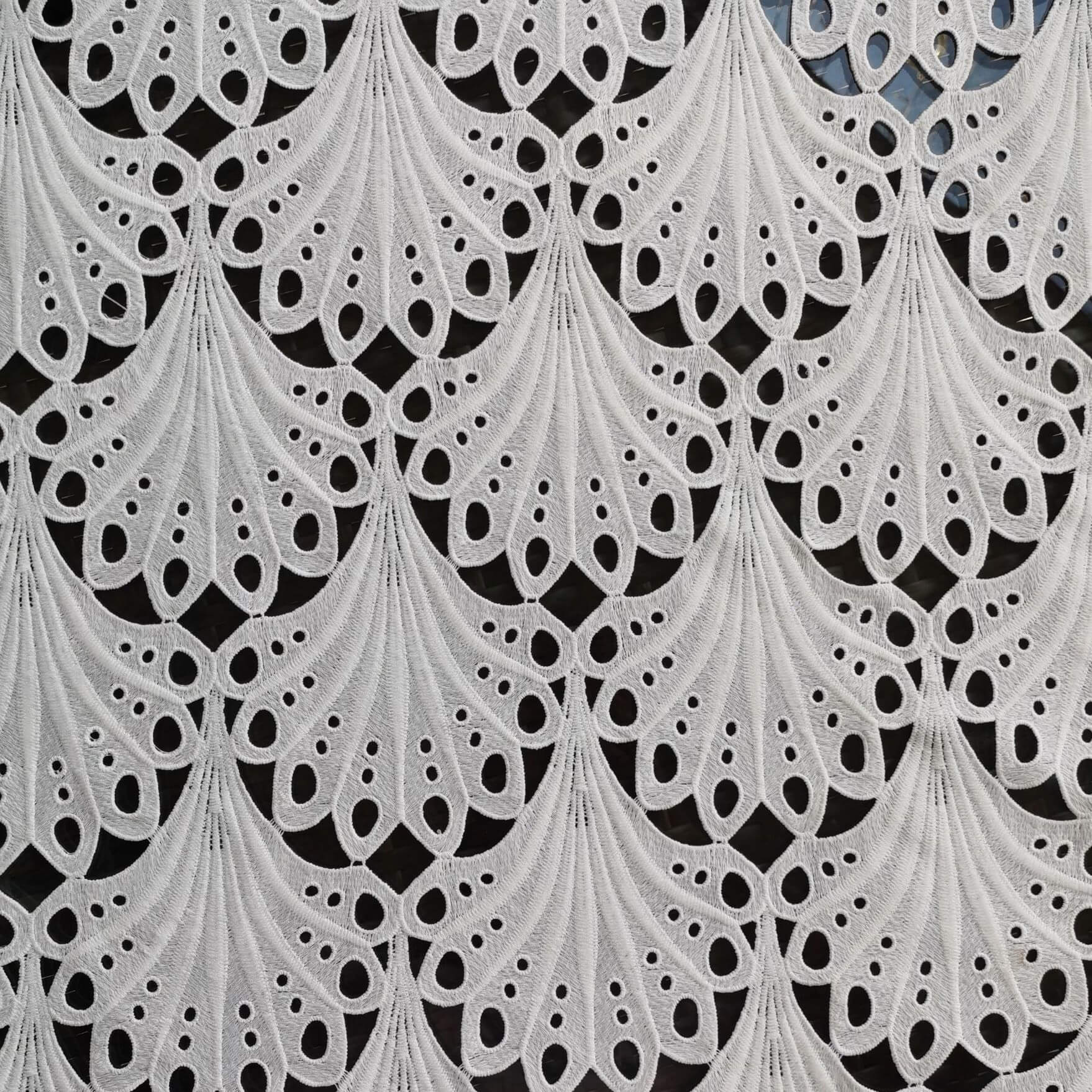 Embroidered Fabric Milk Silk Cutwork Polyester Lace Fabric Wholesale S