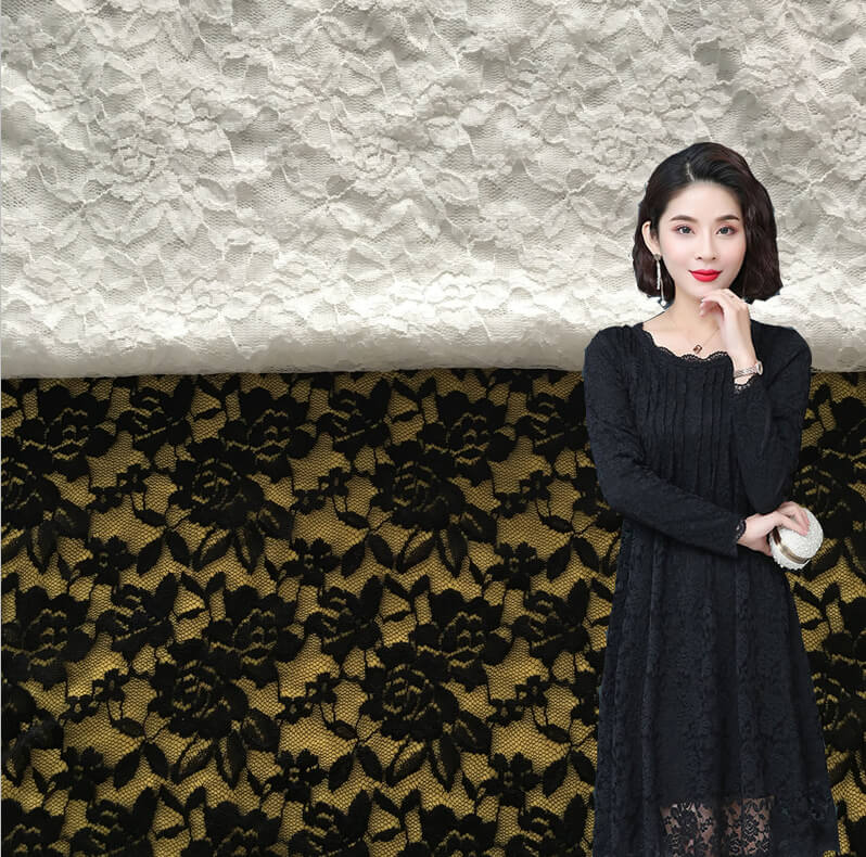 Lace Fabric Dress Peony Nylon Warp Knit for Women's Wear Wholesale Sup