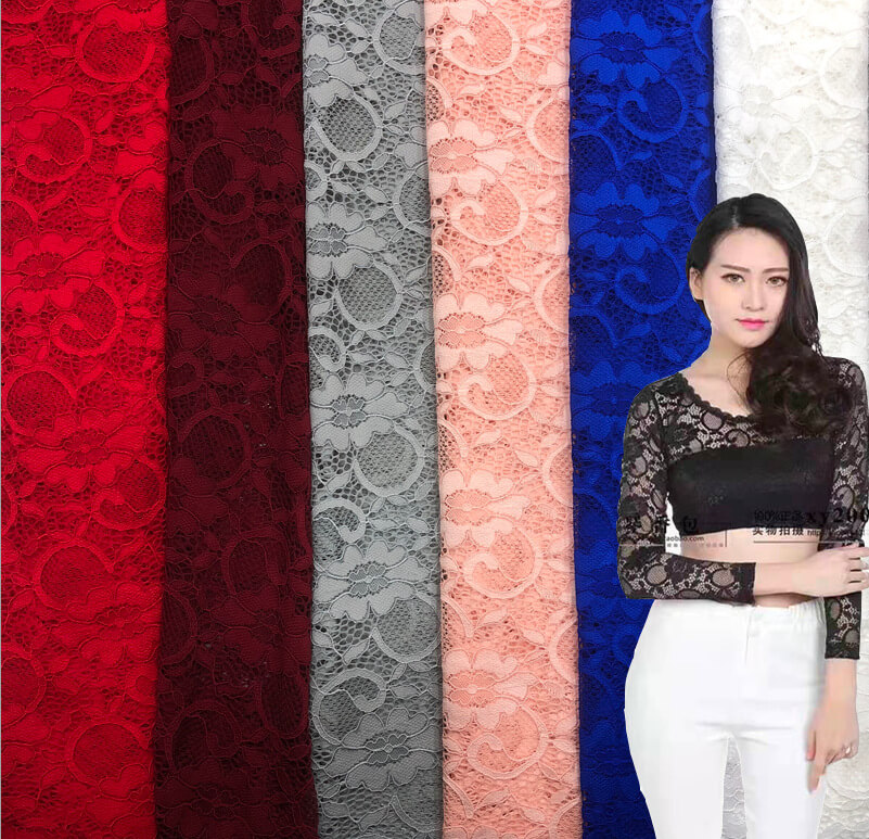 Lace Fabric Dress Bridal Nylon Warp Knit for Women's Wear Wholesale Su