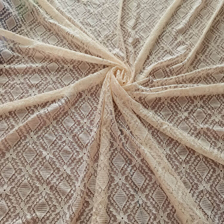 Lace Fabric Dress Scallop Edge Nylon Warp Knit for Women's Wear Wholes