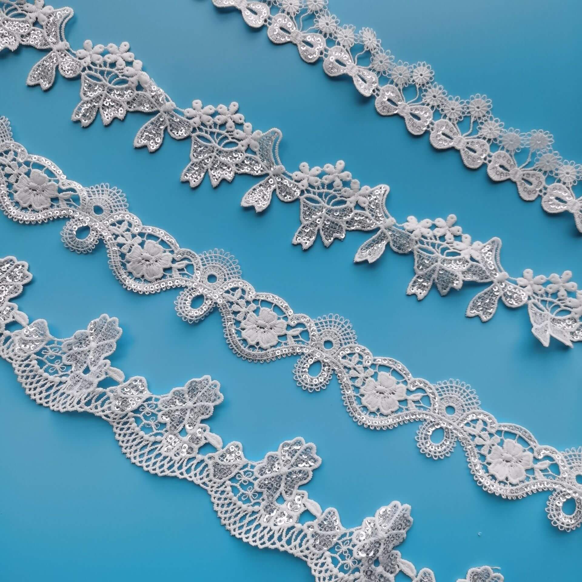Embroidered Lace Milk Silk Wave Polyester Lace Fabric for Apparel Whol